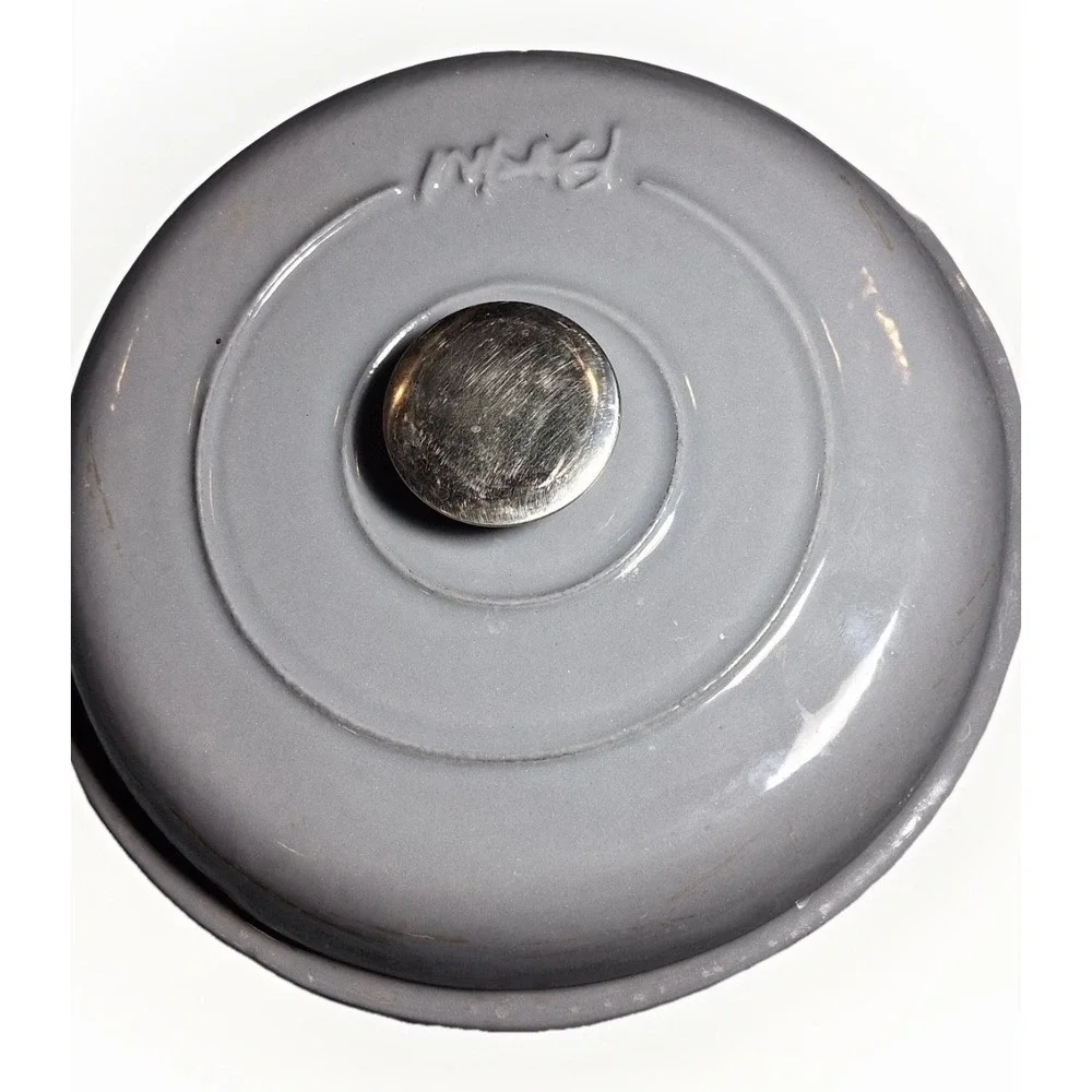 Parini Grey Enameled Cast Iron Round Braiser Casserole Dish with Lid